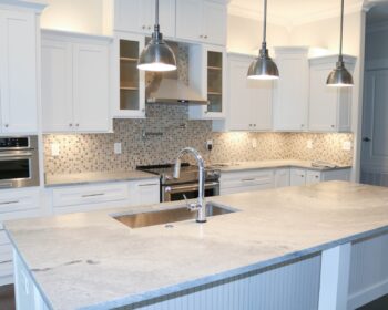 kitchen island and cabinets
